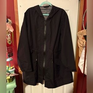 Black Hooded Rain Jacket
